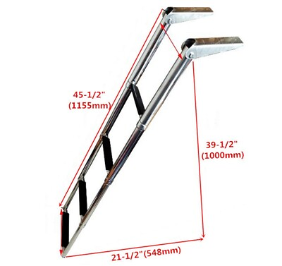 #ad 4 Step Telescopic Boat Ladder Swimming Ladder Marine Accessories Stainless Steel