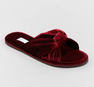 #ad #ad Stars Above Slide Slippers Womens M L and XL Gracie Burgundy Velvet A5029