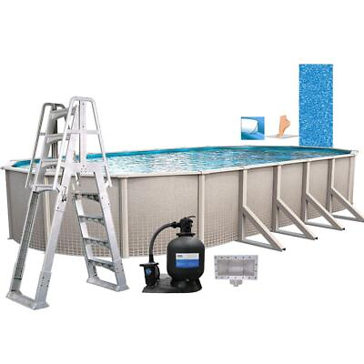 Freestyle 12#x27;x24#x27; x 52quot; Oval Above Ground Pool Package Wilbar PFRS122452LESB