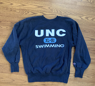 UNC Tar Heels Champion Reverse Weave Sweatshirt Large Swimming Basketball 1991