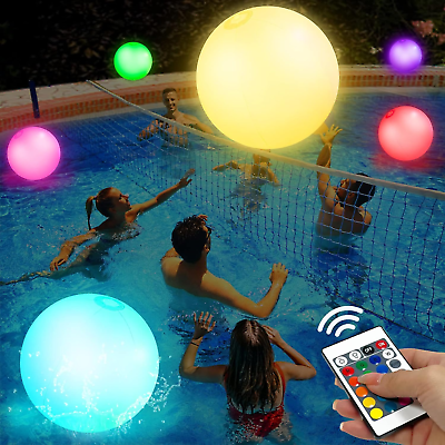 #ad Light Up Beach Balls 16quot; LED Inflatable Ball with Remote Control 16 Colors
