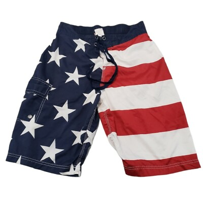 #ad American Flag Shorts Size Small By Bioworld Swim Trunks Swimwear Swimming Trunks