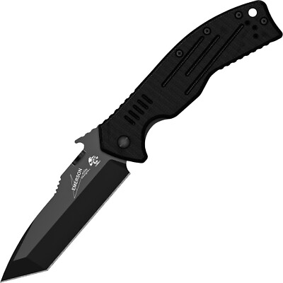 #ad Kershaw Emerson CQC 8K Black G10 Handle Black Tanto Blade Knife Wave 6044TBLK