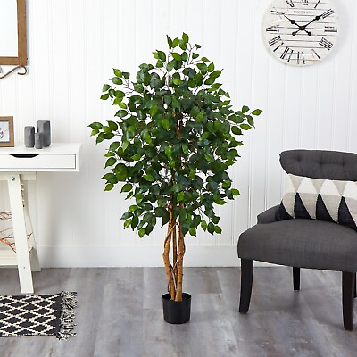 #ad 4’ Ficus Artificial Tree with Natural Trunks Home Decor. Retail $89