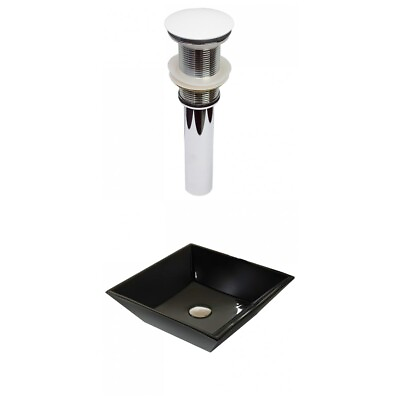 AI 33361 16.1 in. Above Counter Black Vessel Sink Set for Deck Mount Drilling