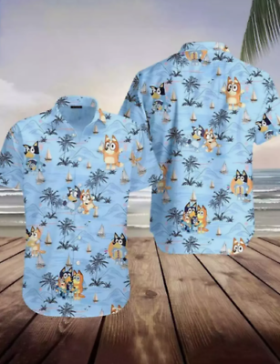 #ad Bluey Hawaiian Shirt Bluey Hawaii Shirt Aloha hawaiian shirt button down