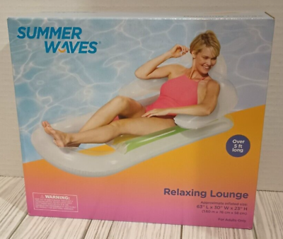#ad Inflatable Relaxing Lounge Pool Float White for Adults Unisex NEW
