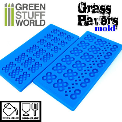 Pack x2 GRASS PAVER Textured SILICONE MOLD for resins diorama Impression 40k