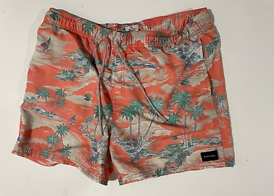 #ad Rip Curl Swim Trunks Mens Large Floral Palm Trees Pockets Lay Days Mesh Lined