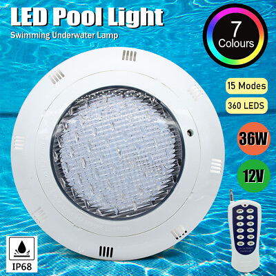 AC 12V 36W RGB Swimming LED Pool Lights underwater light IP68 Waterproof Lamp US