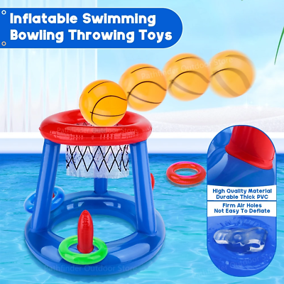 #ad Inflatable Ring Toss amp; Basketball Game Set Perfect Poolside and Beach Fun