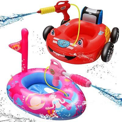 #ad 2 Pack Kids Pool Floats with Water Car amp; Mermaid Toddler Float for Boys Girls