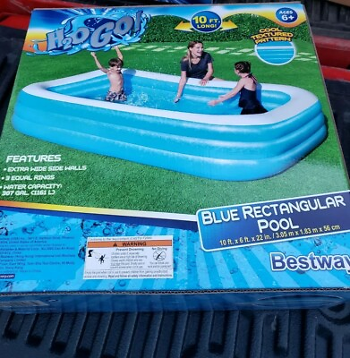 #ad BRAND NEW In The Box H2OGO DELUXE BLUE RECTANGULAR POOL 10FTx6FTx22IN