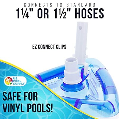 #ad Weighted Transparent Triangular Pool Vacuum Head Swivel Hose Connection EZ Clip