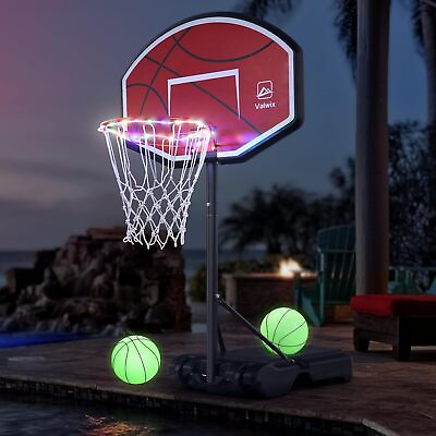 #ad #ad Valwix Pool Swimming Basketball Hoop with Light 2 Balls Poolside Outdoor Games