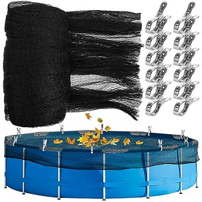 #ad 21Ft Pool Leaf Mesh Net Cover for Above Ground Pool with Metal Clips