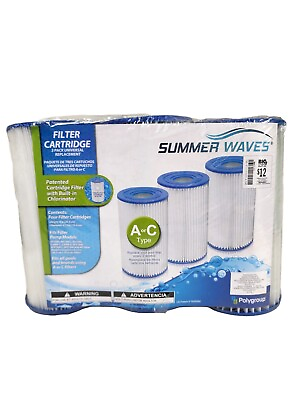 #ad Summer Waves By Polygroup Pool Filter Cartridge A or C Type 3 Pack