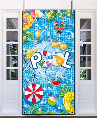 #ad Pool Party Decoration Summer Pool Door Cover DecorationLarge Beach Birthday D