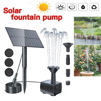 #ad Solar Power Fountain Submersible Water Pump with Sponge Filter Panel Pond Pool
