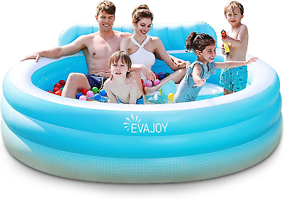 Inflatable Pool Full Sized Inflatable Swimming Family Pool with Seats 88quot;X85quot;X