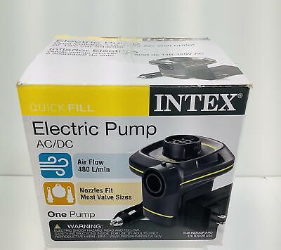 Intex Quick Fill AC DC Electric Air Pump 110 120V AC 12V DC Indoor and Vehicle