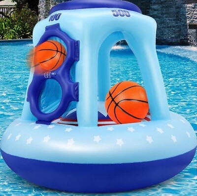 #ad Floating Swimming Pool Basketball Hoop Inflatable Kid Toys Game Set with 2 Balls