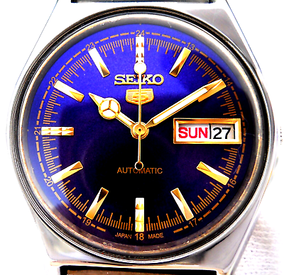 1970#x27;s quot;Vintage Japanquot; quot;SEIKO 5. Automatic Purple. Classic Day Date Men#x27;s Watch.