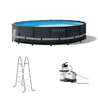 #ad Intex Swimming Pool Set w Pump 16 ft. x 48quot; Up to 6 adults Above Ground Gray