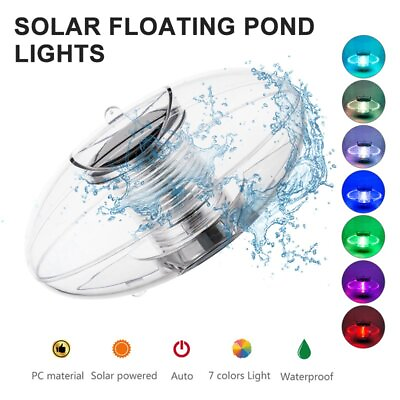 Floating Solar RGB LED Lights Changing Color Swimming Pool Pond Waterproof Lamp