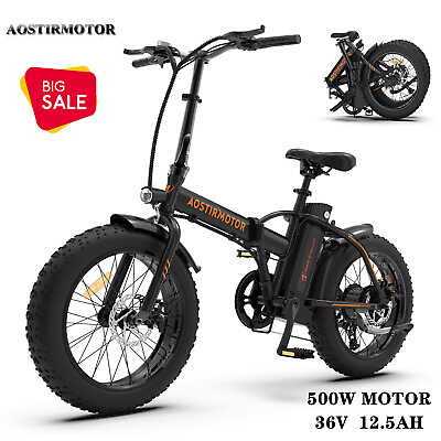 Aostirmotor Ebike 20quot; 500W 36V Fat Tire Electric Folding Bike Bicycle for Adults