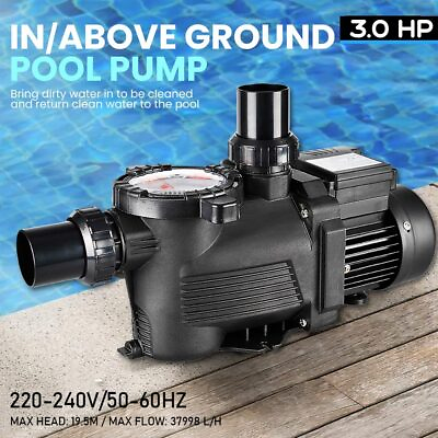 #ad 3.0 HP Inground Swimming Pool pump 1 Speed motor Strainer w 1.5#x27;#x27; NPT 220V 240V