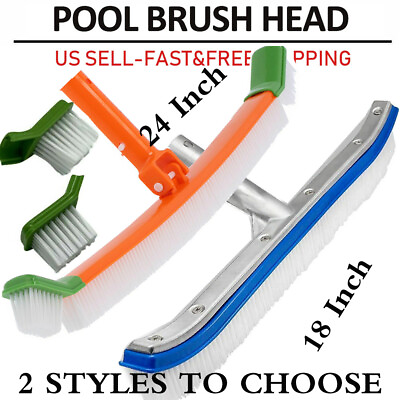 #ad Durable 24 in Plastic Curved Swimming Pool Brush Spa Wall Floor Scrubber Cleaner