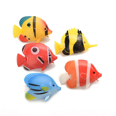 #ad 5x Plastic Artificial Swimming Fake Vivid Fish Ornament for Aquarium Ta