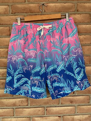 #ad Chubbies Shorts Size Large Swim Trunks Floral Tiger Pockets Lined Mens Inseam 7”