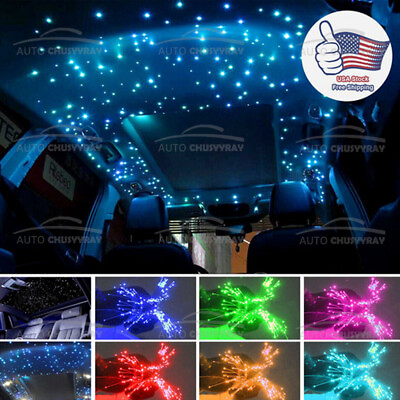 #ad 300pcs LED Twinkle Fiber Optic Light Star Ceiling Kit DIY Car 12v RGBW Decor US