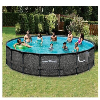 16 ft Elite Frame Pool Round Cool Gray Ages 6 Unisex