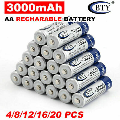 4 20X 3000mAh BTY AA Rechargeable Battery Recharge Batteries NI MH 1.2V US SHIP