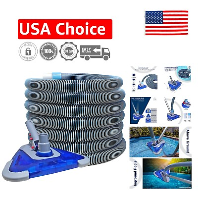#ad Professional Swimming Pool Vacuum Hose with Triangular Weighted Head 24ft
