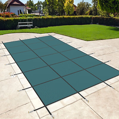 #ad TAUS Swimming Pool Safety Cover 16x32FT Winter Mesh Safety Pool Cover w Tools