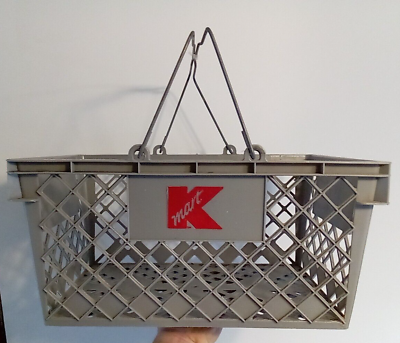 #ad Kmart Gray Shopping Basket with Wire Handles Early 1990s Rare Retail Collectible
