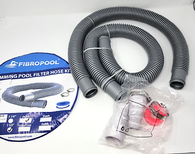 #ad FibroPool 1 1 2quot; Swimming Pool Filter Hose Replacement Kit 3 Feet 2 Pack