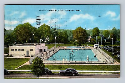 #ad #ad Fremont OH Ohio Panoramic Public Swimming Pool Antique Vintage c1948 Postcard