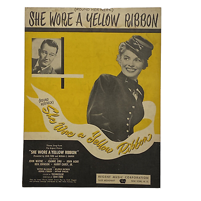 #ad Vintage 1949 She Wore A Yellow Ribbon Sheet Music John Wayne Cover