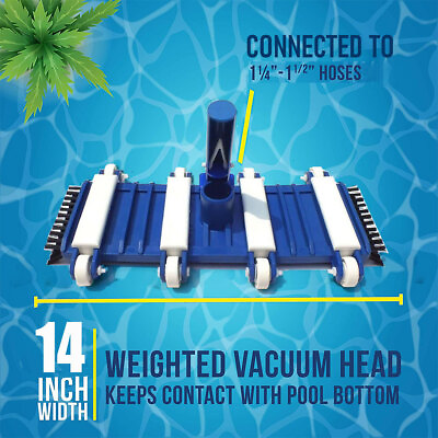 #ad 14quot; Weighted Flexible Swimming Pool Vacuum Head Swivel Aluminum Pole Handle Vac