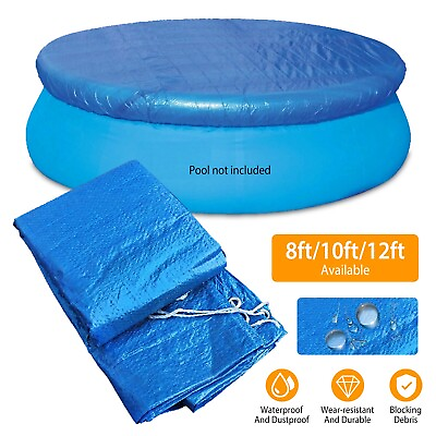 #ad 12ft Swimming Pool Cover Protector Dustproof Waterproof Blue Paddling Pool Cover