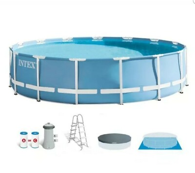#ad #ad Intex 15ft x 48in Metal Frame Above Ground Pool Set with Pump Cover amp; Ladder