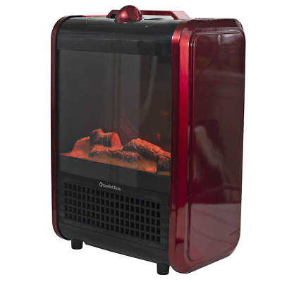 Comfort Zone 120 VAC Mini Portable Electric Fireplace HeaterRed