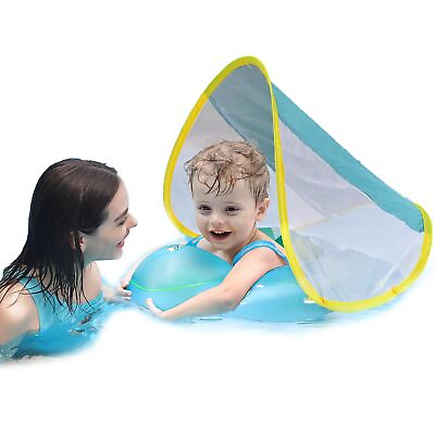 #ad Free Swimming Baby Inflatable Baby Swim Float with Sun Canopy Size Improved I...
