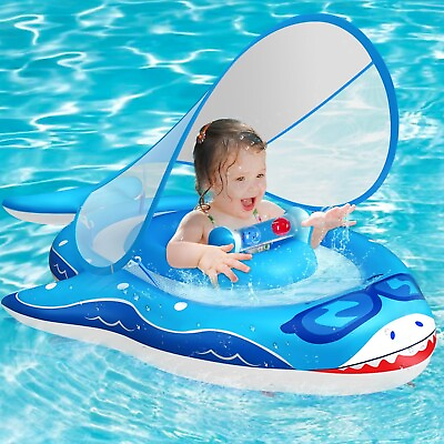 #ad Baby Swimming Pool Float with Removable Canopy UPF50 Sun ProtectionInfant T...