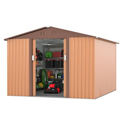 #ad #ad 9.1#x27;x10.5#x27; Storage Shed Outdoor Garden Metal Shed Backyard Tool House Lockable